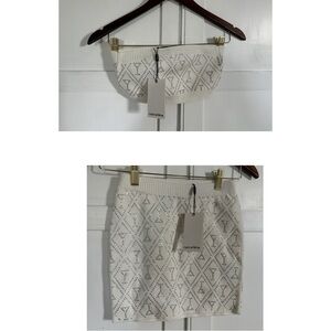 Retrofete tube top & body con skirt in knit white bedazzle cashmere blend! NWT